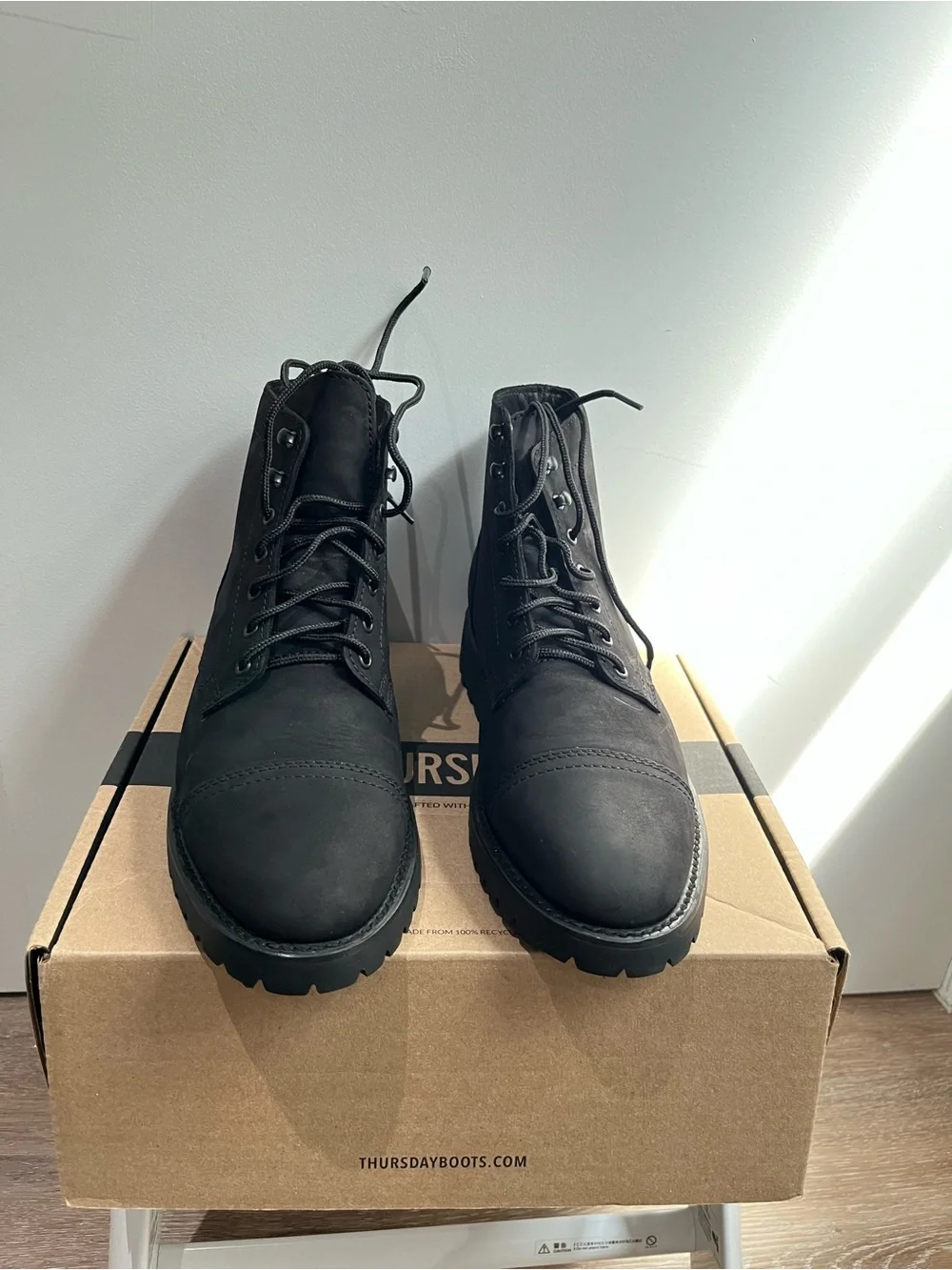 Thursday Boot Company Men's Black Lace-Up Cap-Toe Boots